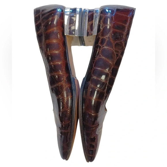 Roberto Capucci Alligator Print Brown Block Pumps Size AA Approx Size 9 - Picture 2 of 7